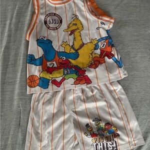 Sesame Street Basketball Two-Piece Tank & Shorts Set - White & Orange
